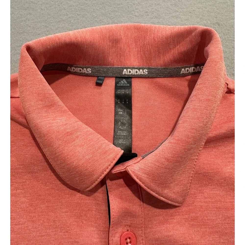 Adidas Golf Polo Shirt Mens Medium Coral Heather Performance Short Sleeve